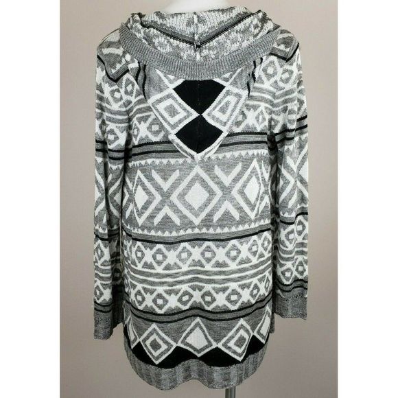 Pink Rose Gray Hooded Sweater Cardigan XL EUC - Picture 2 of 3